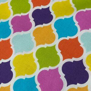 RICHLOOM Cotton Fabric BTY Bright Colorful Rainbow Quarterfoil Fabric NEW OOP